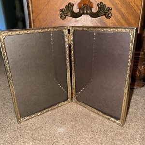 Vintage Brass Double Picture 5"x7" Frame, Table Top Photo Frames
